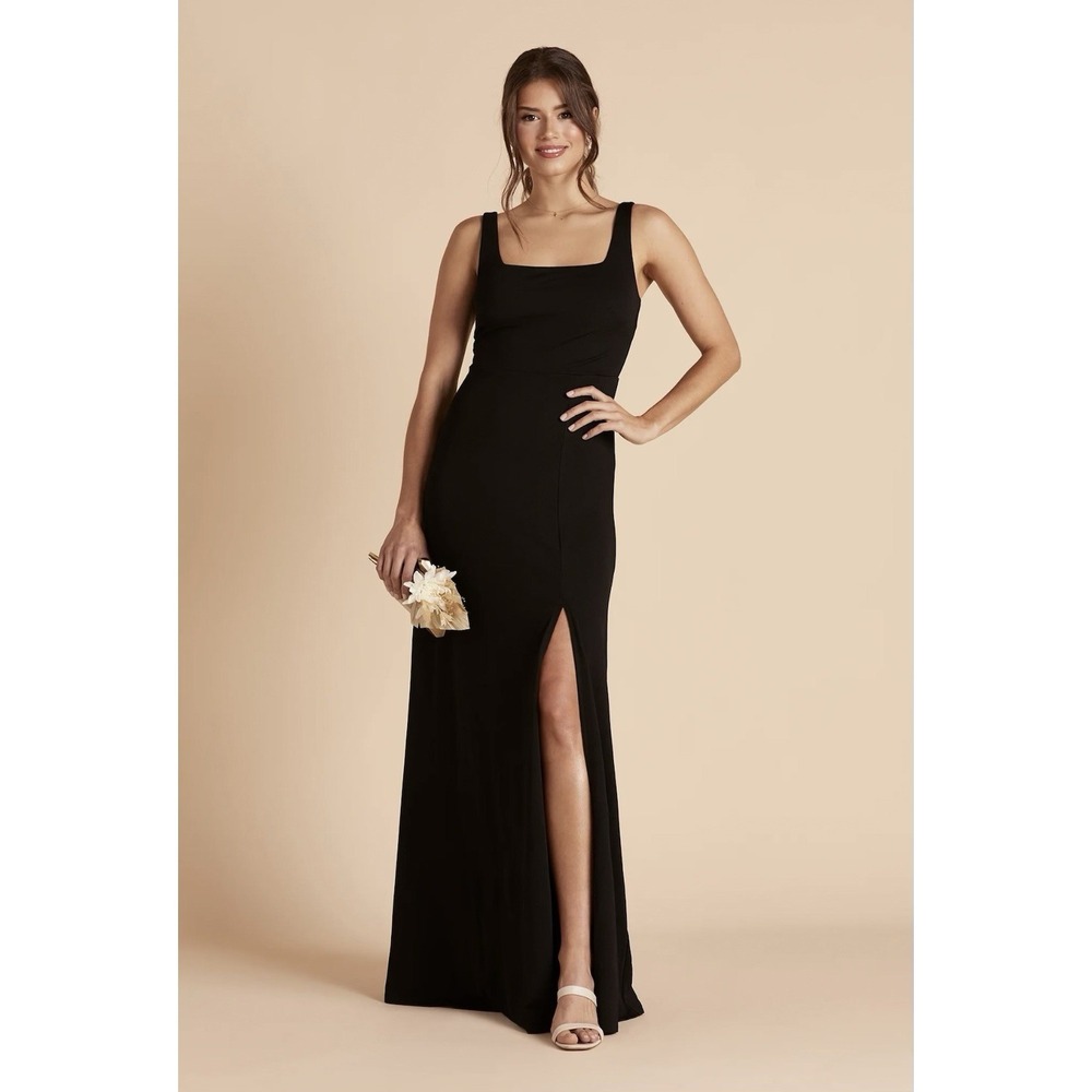 Birdy Grey Alex‎ Maxi Dress Womens M Black Formal Slit Gown Elegant Evening NWT